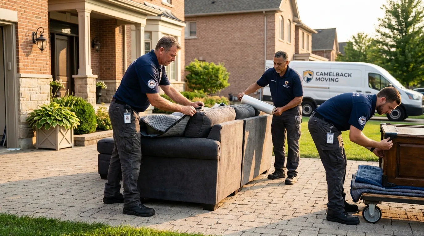 Large estate moving crew wrapping furniture in Auburn, CA